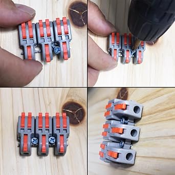 CESFONJER Compact Wire Connectors, Single-Stage Quick Connection Terminal with Screws, 1 in 2 Out Lever Nut Connector, Electrical Connectors Blocks for Circuit Inline(20Pcs)