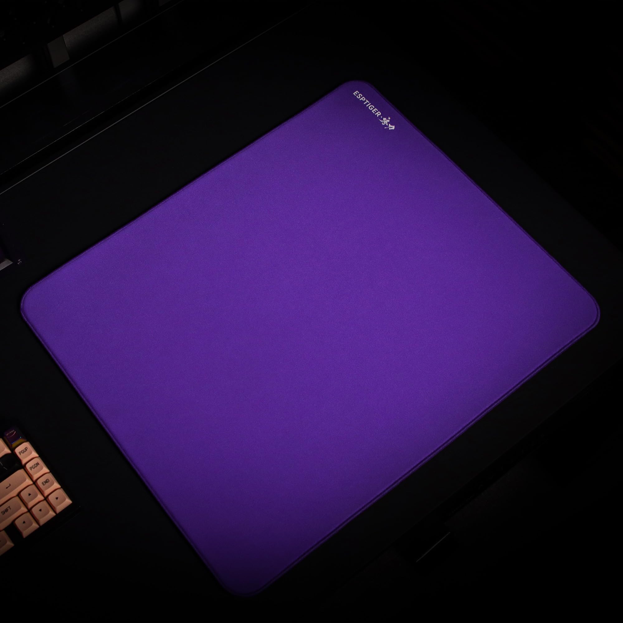 ESPTIGER Tang Dao SR Gaming Mouse Pad, Large 480x400x4mm, Purple | Premium Woven Cloth for Balanced Control, SCR Synthetic Rubber Anti-Slip Base, Stitched Edges