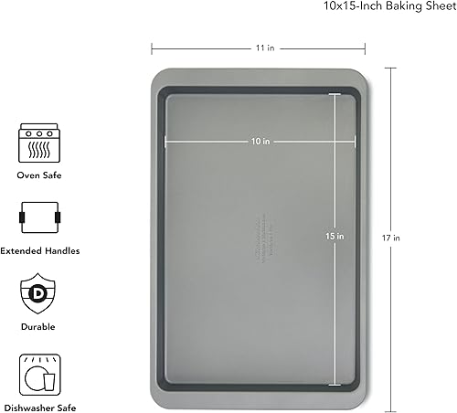 Miniatura 2 de KitchenAid Bandeja antiadherente para hornear de 10 x 15 pulgadas con asas extendidas para un fácil agarre, acero aluminizado para promover la