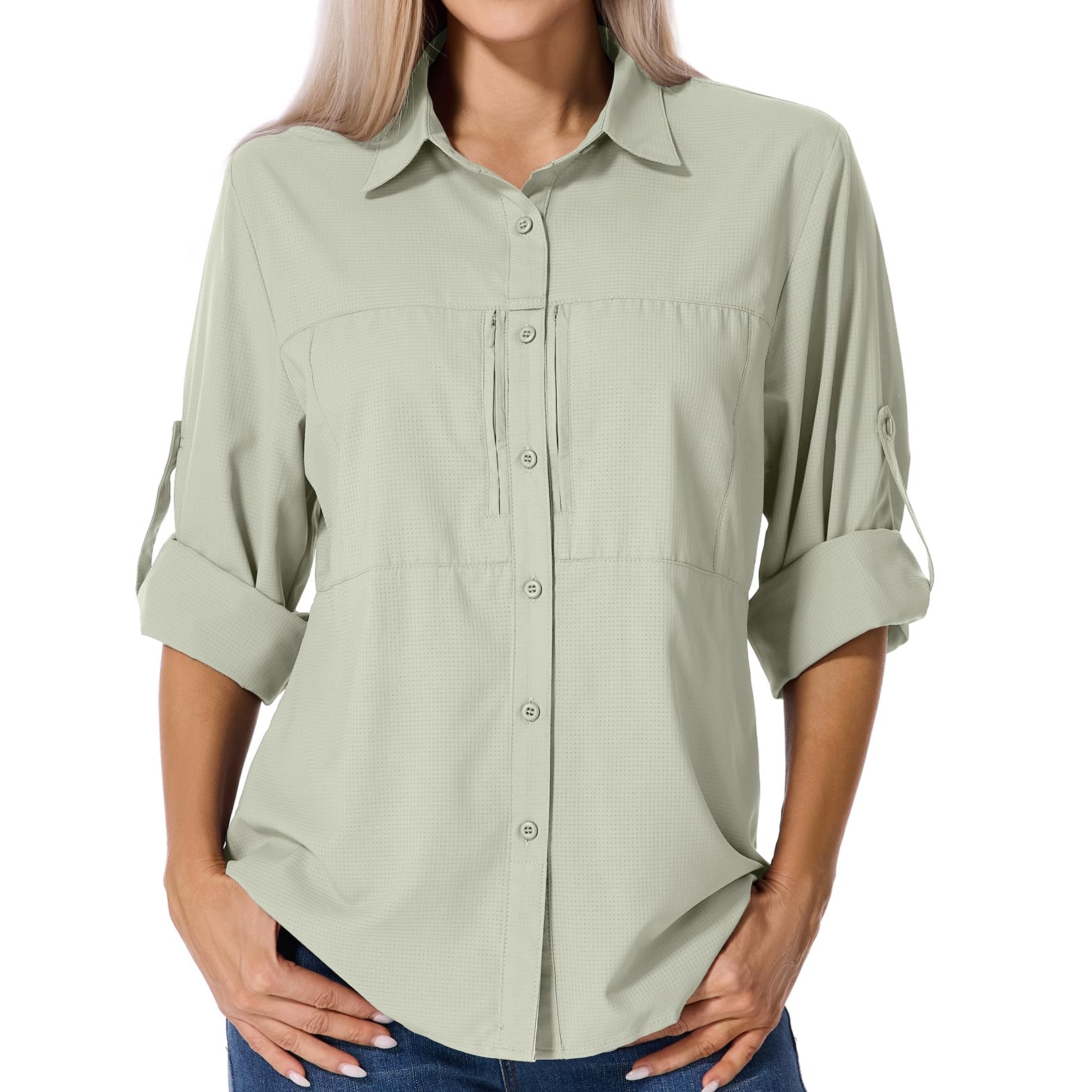 Asfixiado Shirts Damen UV Shirt UPF 50+ Safari Kleidung Wanderbluse Damen Hemdbluse Outdoor Atmungsaktiv Quick Dry Sonnenschutz Langarmshirt Bluse