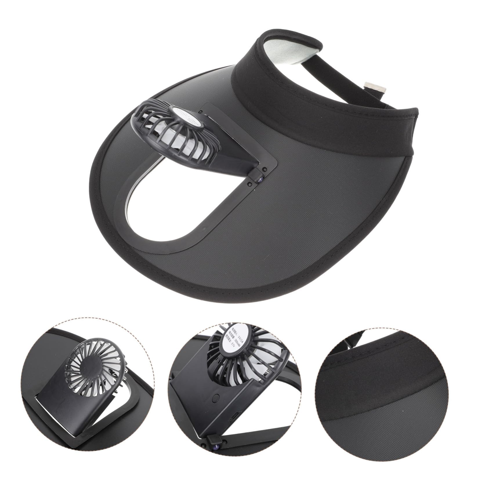 VALICLUD Visier mit Lüfter Sonne Fischerhut Schirmmützen für Damen Kappen Sombrero Strand Surfhut Hut mit Fächer Visiere für Frauen Fan-Design-Hut Visier im Fan-Design PVC Black