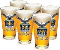 Vista 4 de Erazor Bits USAF Air Force United States Air Force - Vasos clásicos de cerveza prémium de 16 onzas - Juego de 2 vasos de mezcla de cóctel Highball