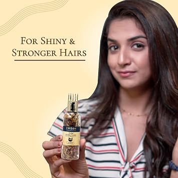 SWOSH Ayurvedic Herbal Hair Oil Mix 2 Combo Bottle with Healthy Hair Packed with Goodness of Ayurvedic Natural Dried Herbs For Oil Infusion Made In India Pack of 2(1 pack 0.35 Oz/10 gm)