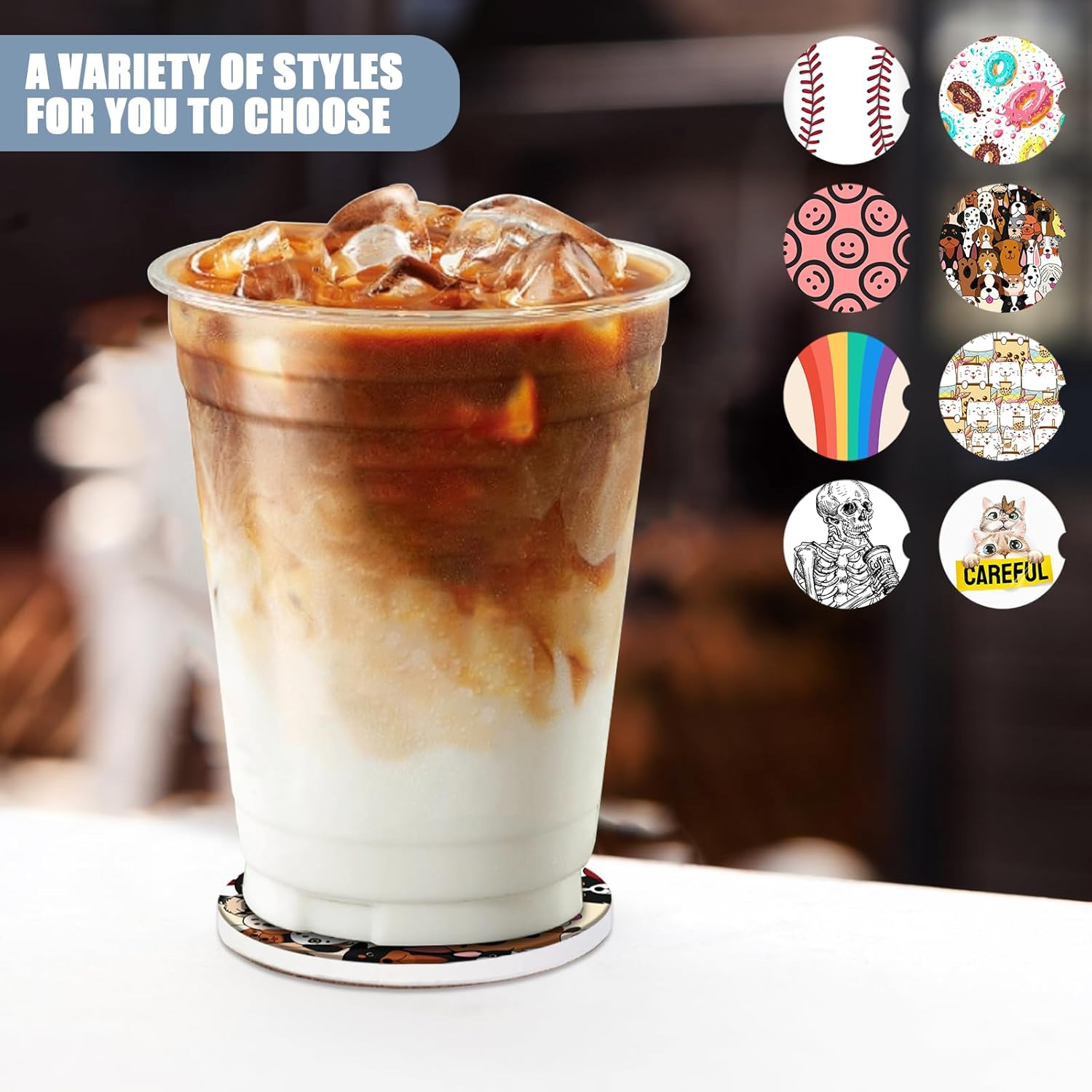 Car Cup Holders Coasters - Cute Dog Absorbent Ceramic Coaster,Dog Lover Drink Cup Holder Coasters, Auto Interior Accessories for Women & Men Pack of 2 - Image 7