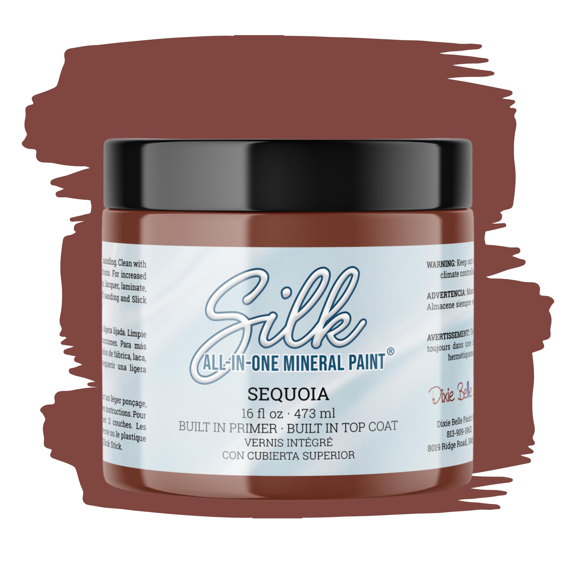Dixie Belle Silk All-in-One Mineral Paint | Sequoia (16oz) | All-in-One Water Based Primer + Topcoat | Durable Furniture Paint | Low Reflective Finish | Made in the USA