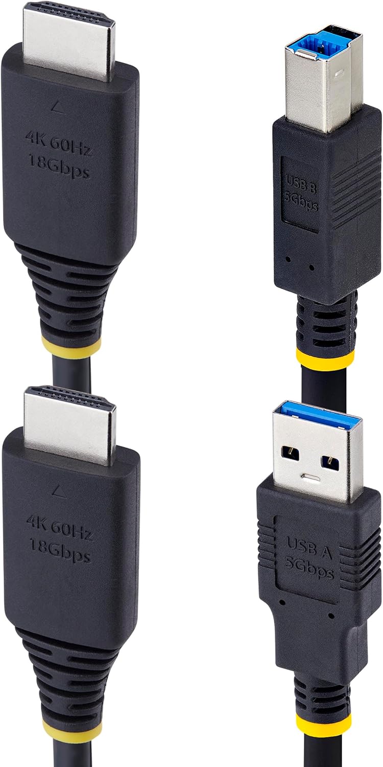 StarTech.com 10ft (3m) HDMI and USB 5Gbps KVM Cable, 4K 60Hz, HDMI 2.0 and USB Combo Cable for KVM Switch
