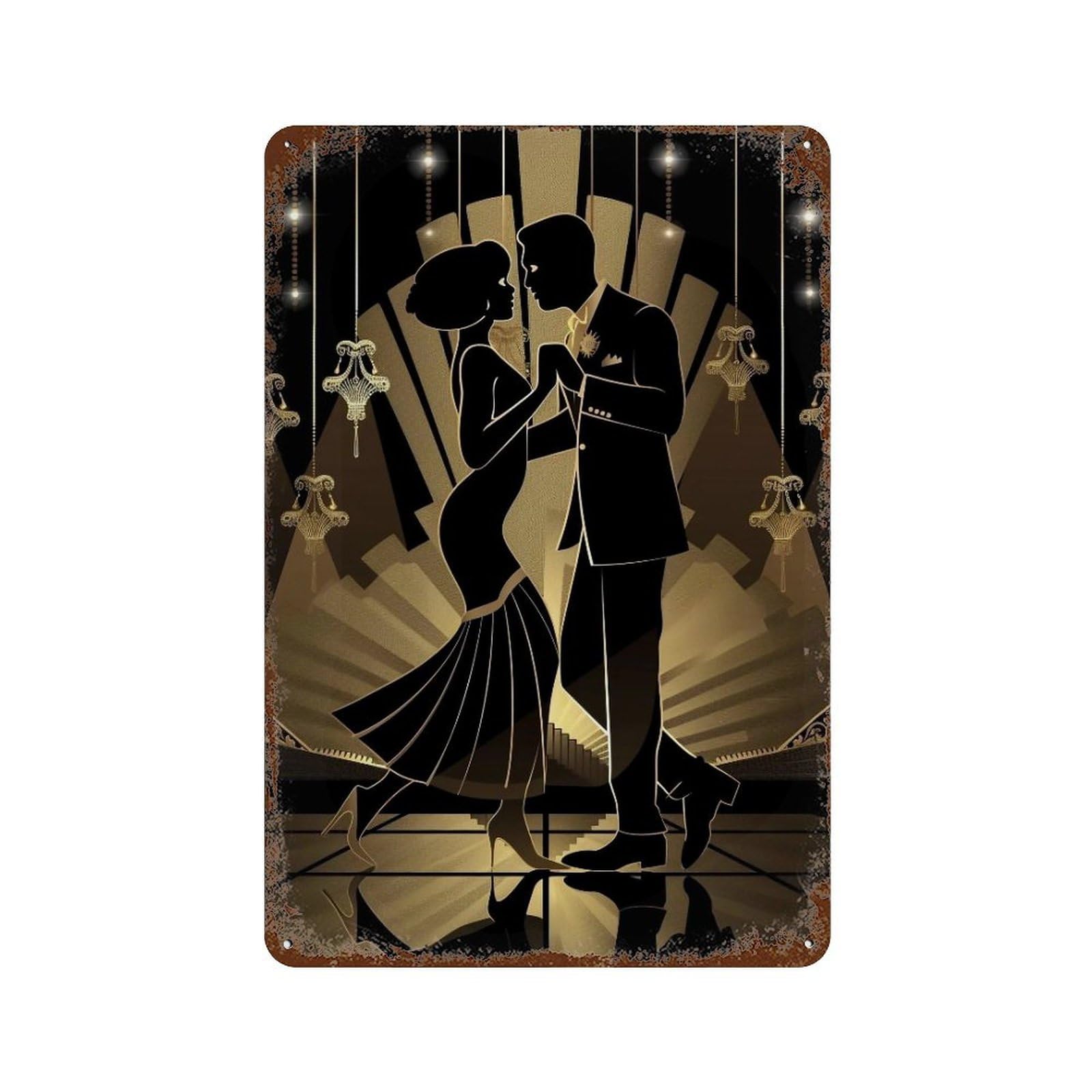 FHUYEURHRY 1920s Charleston Dancers 01 Wall Decor Retro Iron Vintage Art Metal Tin Sign Poster Modern Home Cofffee Club Art Bar Shop Decorations Style 30x20cm