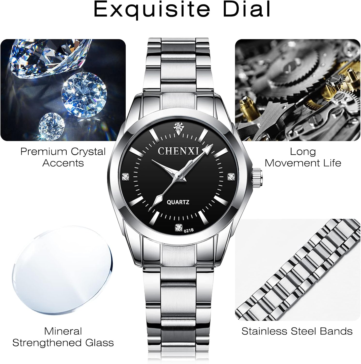 BEN NEVIS Watch, Watches for Women with Waterproof and Luminous, Luxury Crystal Dial Stainless Steel Quartz Watch, Christmas Wedding Anniversary Birthday Gift