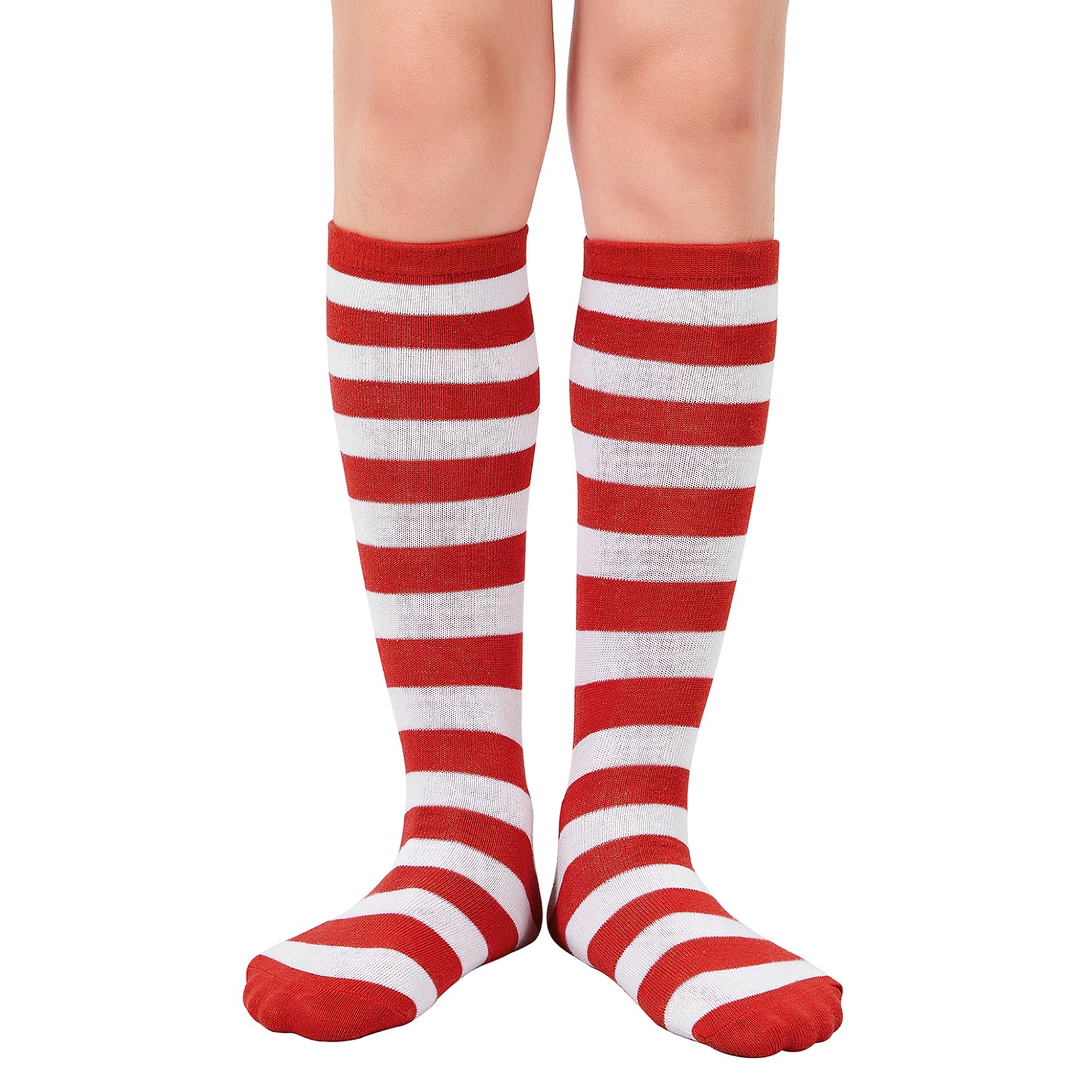 Century Star Striped Socks Kids Boys Halloween Socks Gilrs Toddler Tube Socks Knee High Cotton Stockings 1 Pair Red White Strip 6-9 Years