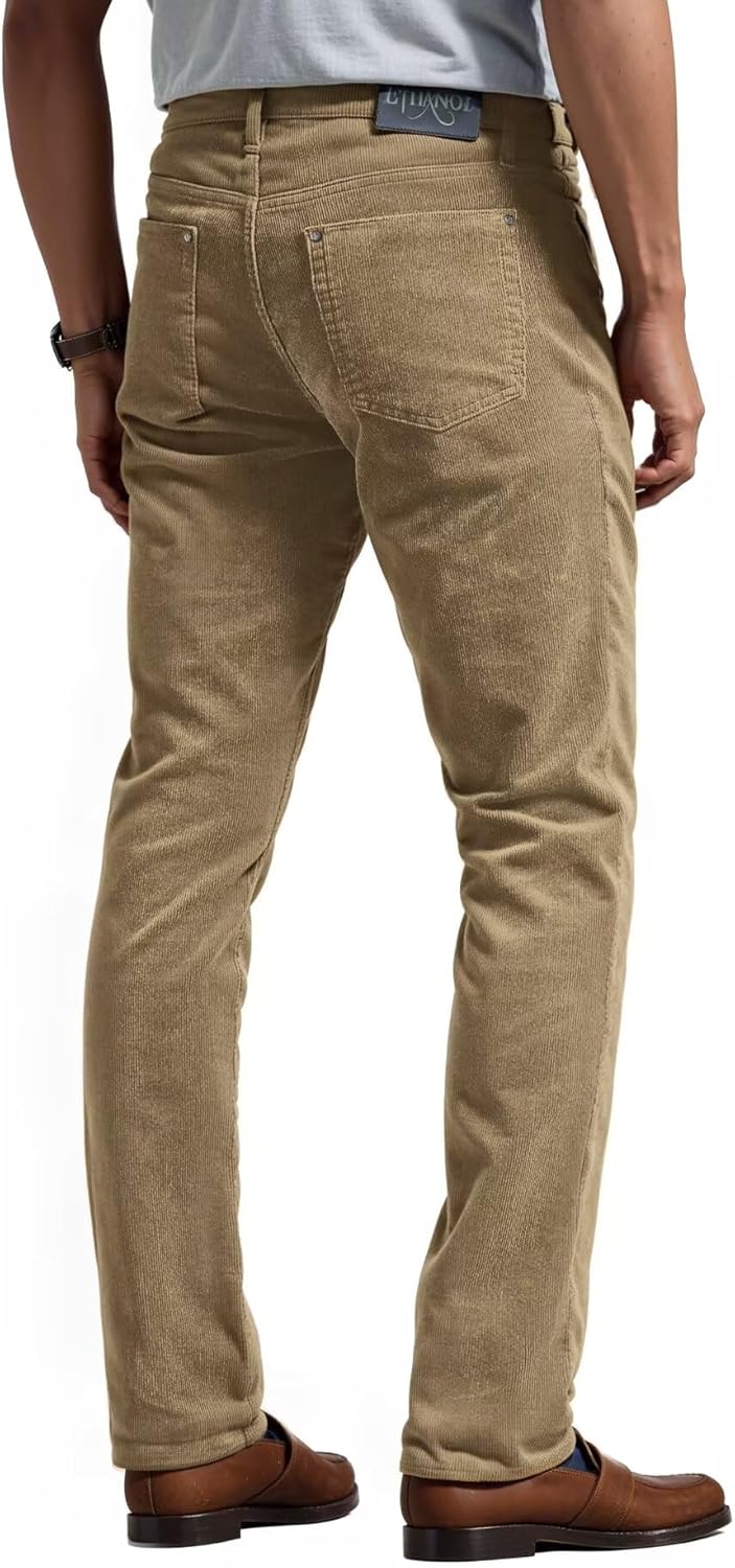 ETHANOL Men's Slim Stretchy Casual Corduroy Pant - Image 2