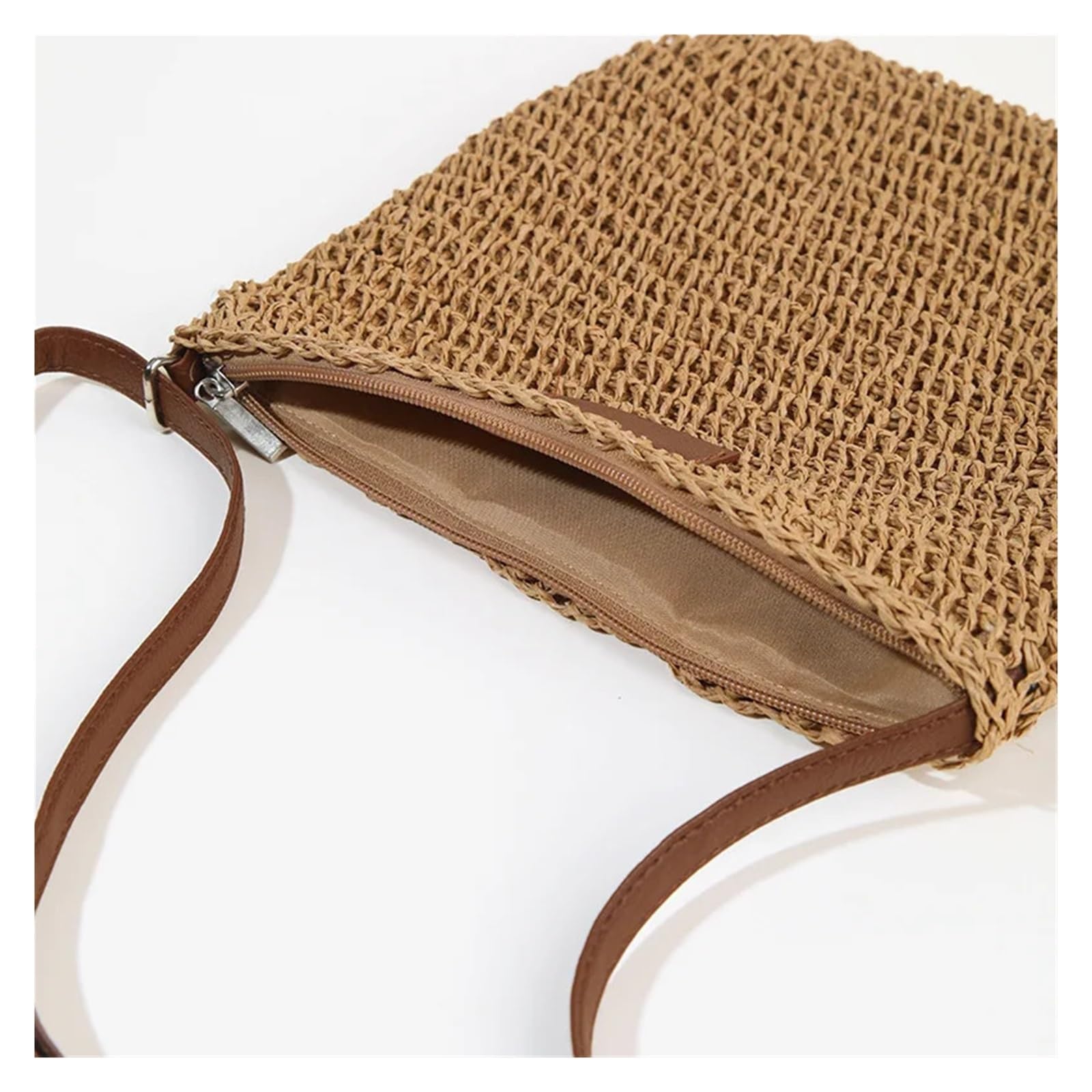 Borsa intrecciata in paglia, spalla singola, tessitura alla moda da donna, spiaggia al mare, tracolla
