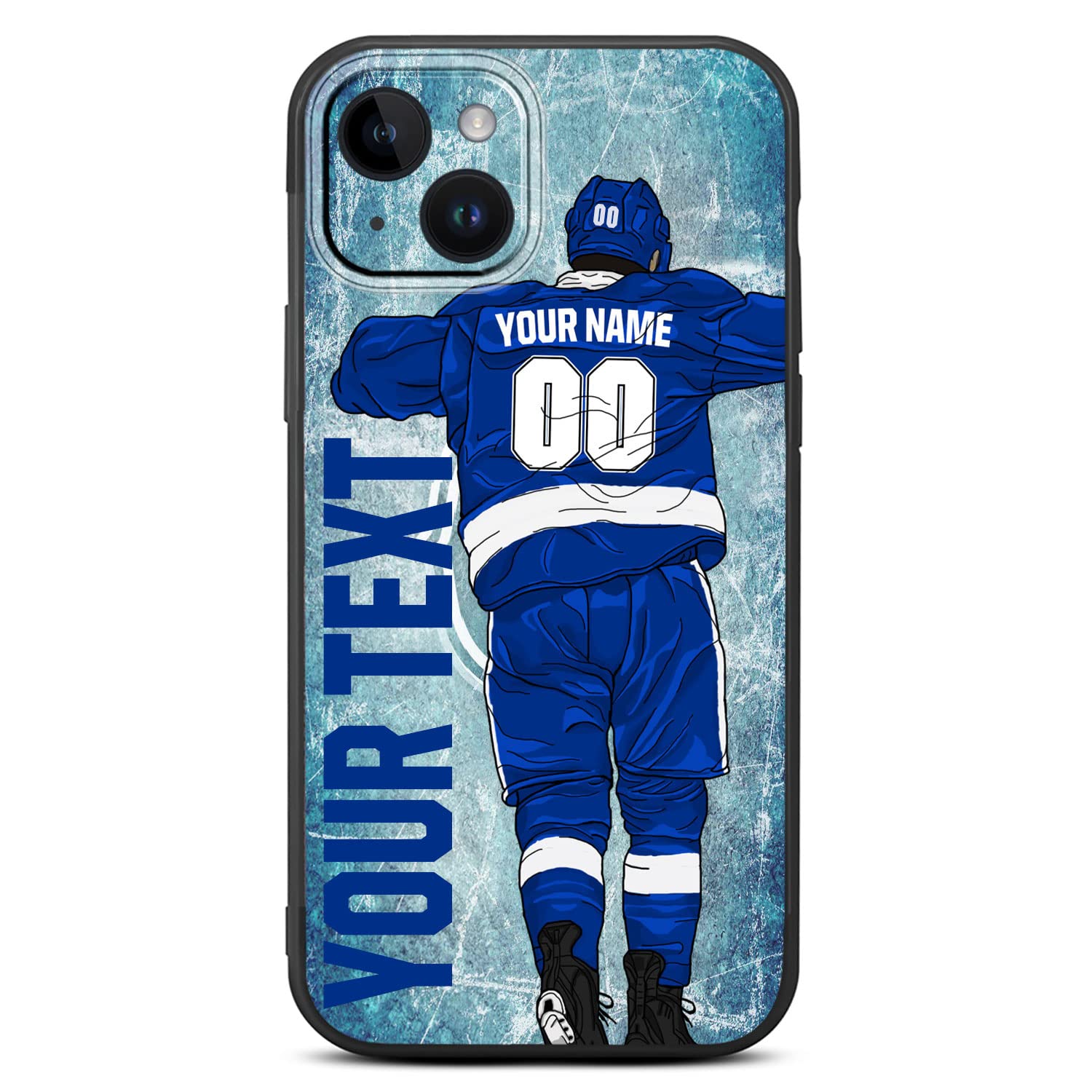 VNGDA DIY Custom Name & Number Ice Hockey Team Case for iPhone17 Air 16 15 Pro Max 14 13 Mini 12 11 Xs Max Xr SE3 8 7 6 Plus，Liquid Silicone with