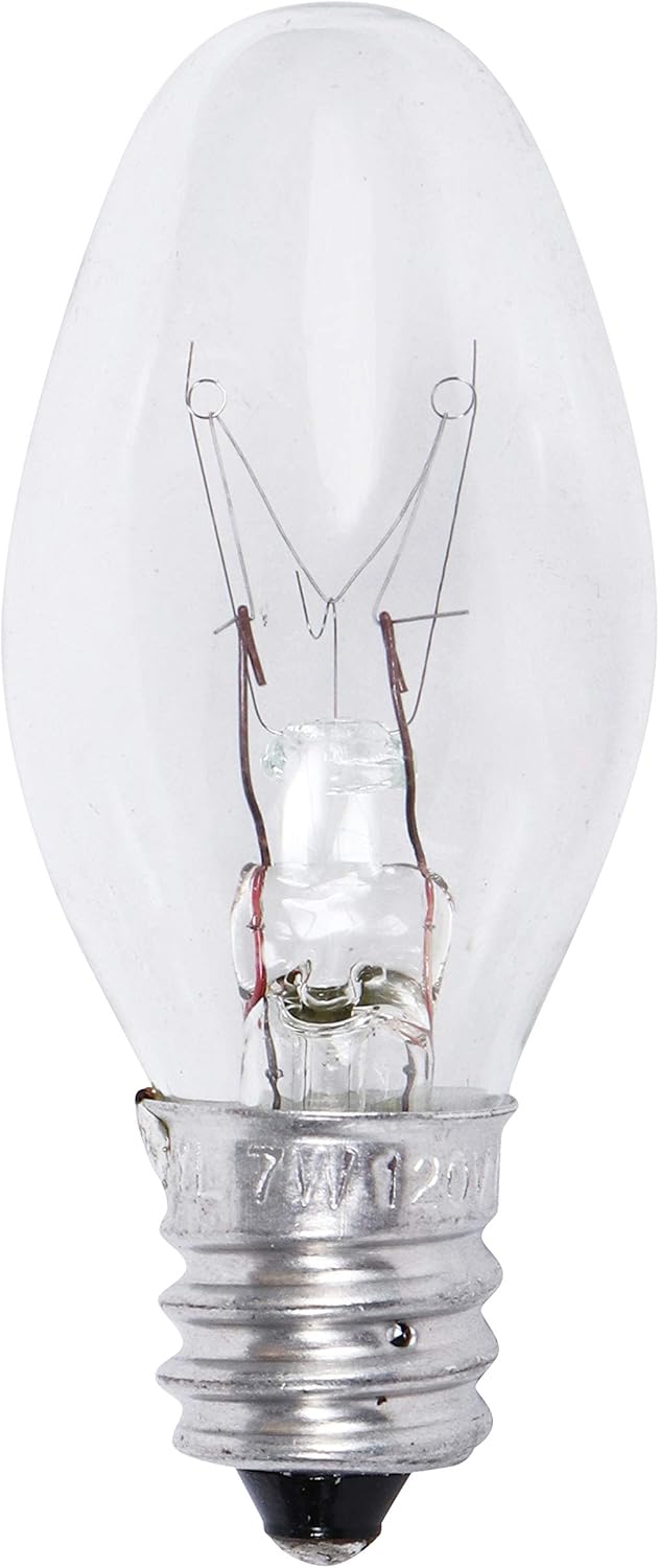 Sylvania Incandescent 7W and 4W C7 Night Light Bulbs, E12 Base, 4 Packs - Clear and Frosted Finish, 2850K White