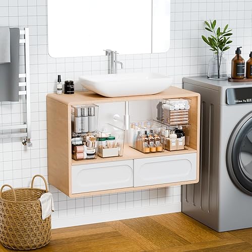 Miniatura 8 de Yieach Paquete de 6 contenedores de almacenamiento apilables transparentes con tapa y asa, contenedor de acrílico profundo de 11.1 pulgadas para