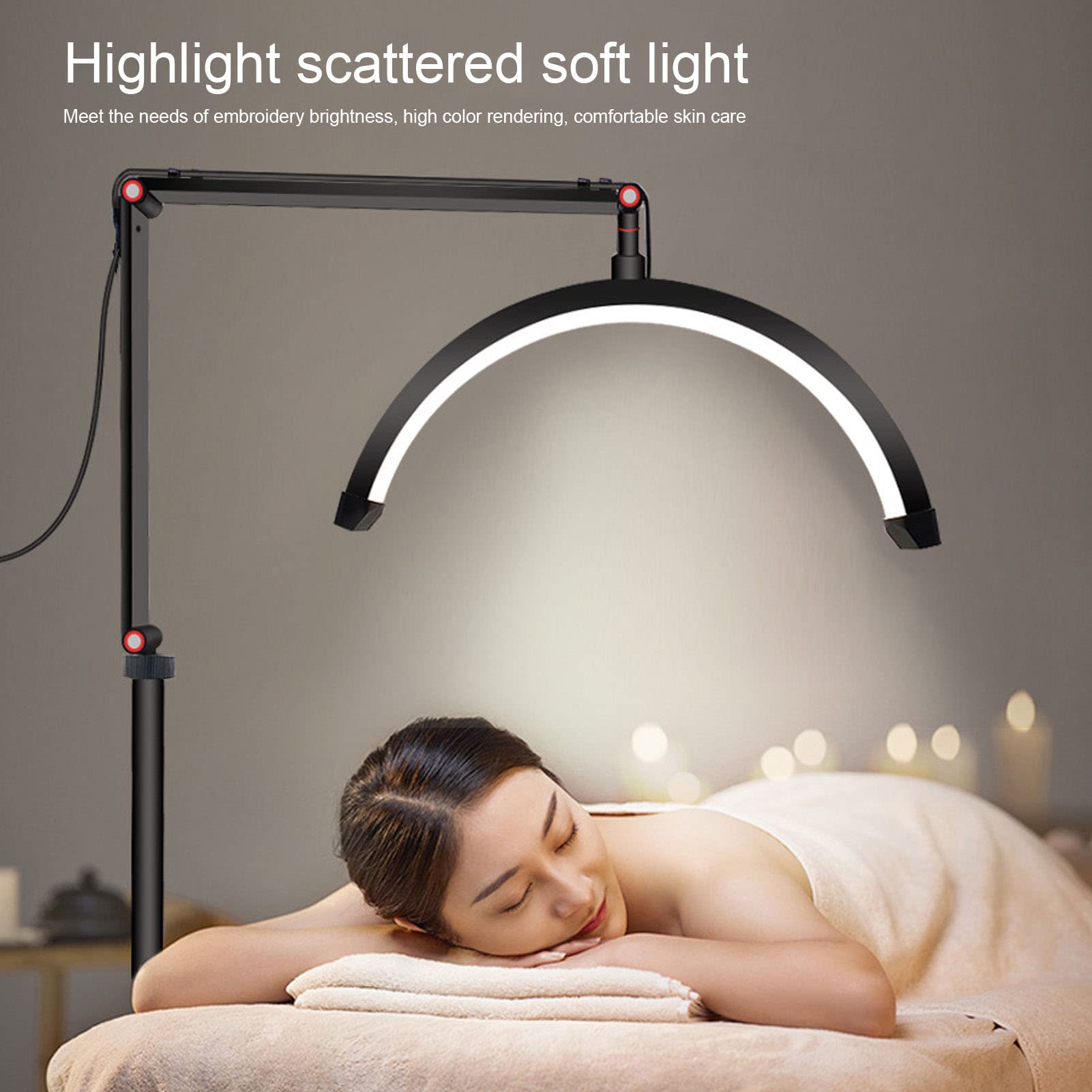 Garosa Luce a Mezzaluna a LED, 20w 10 Marcia Dimmeble Lash Desk Lampada con 360 Gradi TEMPERATURA DI 3 COLORE, STANCO ALLUMINO LEGA REGLI