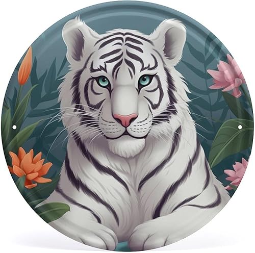 Miniatura 20 de Arte circular de metal para colgar en la pared de hierro, mezcla azul y marrón, letrero de lata industrial vintage con agujeros preperforados, arte