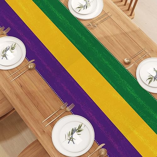 Miniatura 4 de Jiudungs Linen Mardi Gras Camino de mesa de 717in de largo decoración de mesa Mardi Gras de Nueva Orleans Mardi Gras Brasil decoración de carnaval y