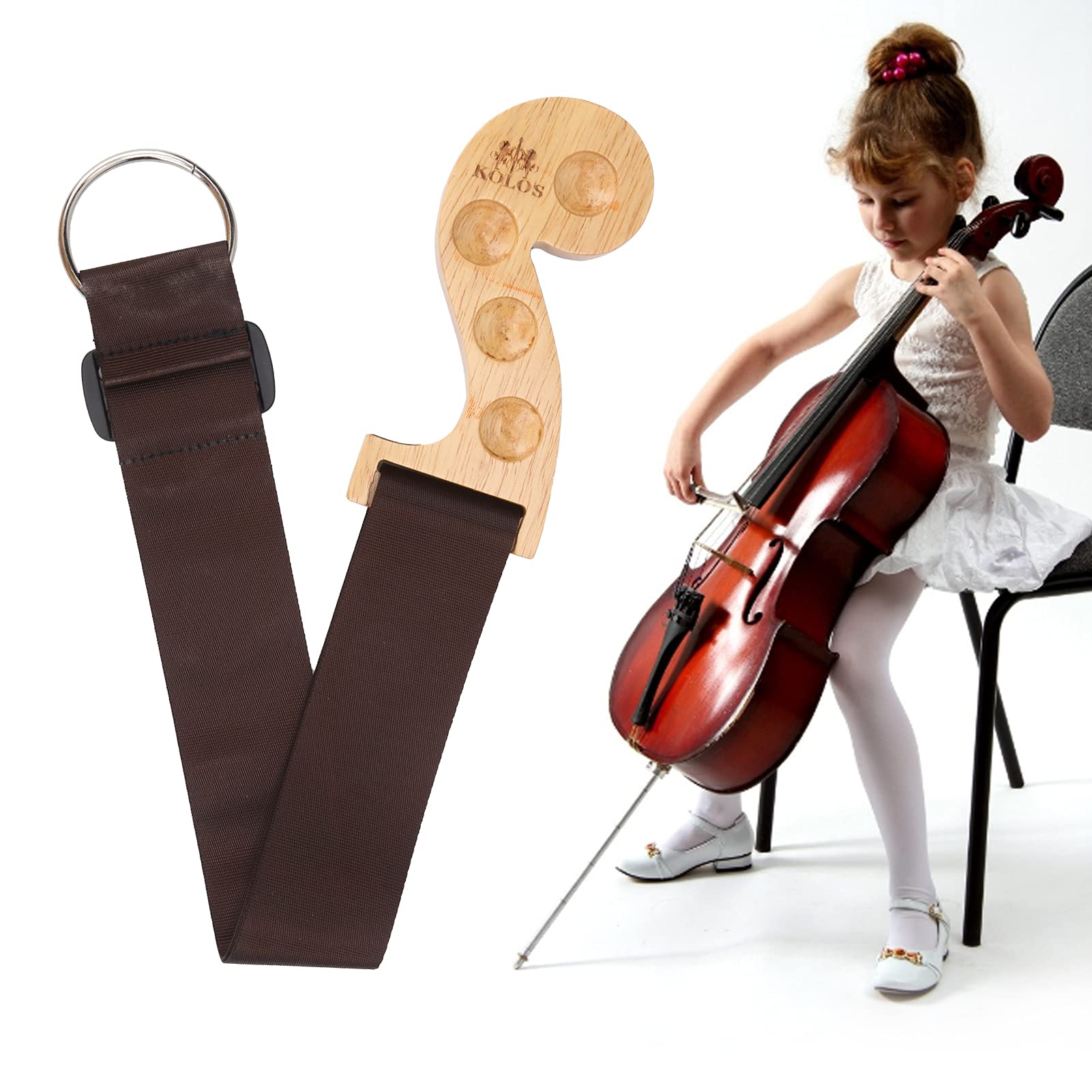 Tissting Correa Ajustable para Violonchelo, Correa de Nailon Antideslizante con Soporte de Madera, Accesorio Estable y Duradero para Músicos, for Violonchelo