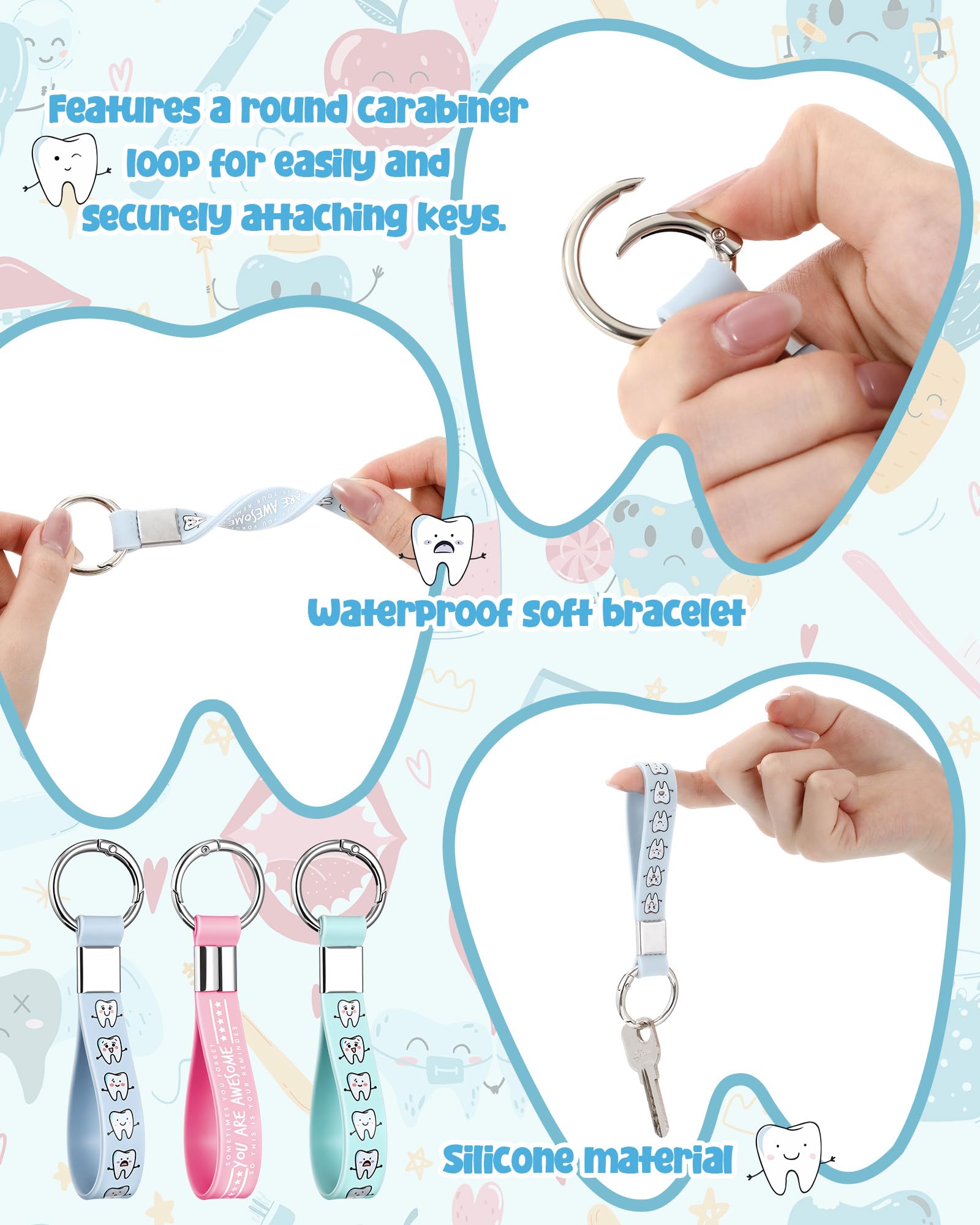 Liliaafar 24 Pcs Dental Assistant Gifts You're Awesome Key Rings Dental Hygienists Gift Dentist Tooth Inspirational Keychain Accessories for Dentist Coworker Women Nurse Graduation Office Clinic
