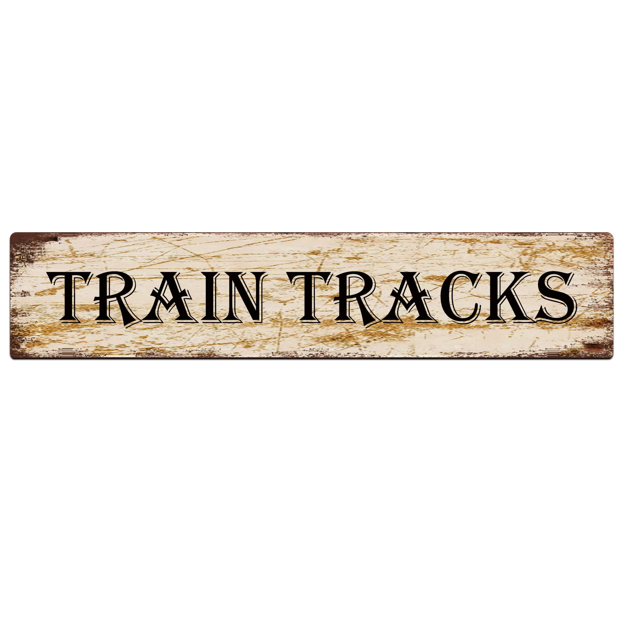 Train Tracks Retro Tin Signs Aluminum Metal Sign for Kitchen Home Garden Wall Bar Cafe Decor 4x16 Inch