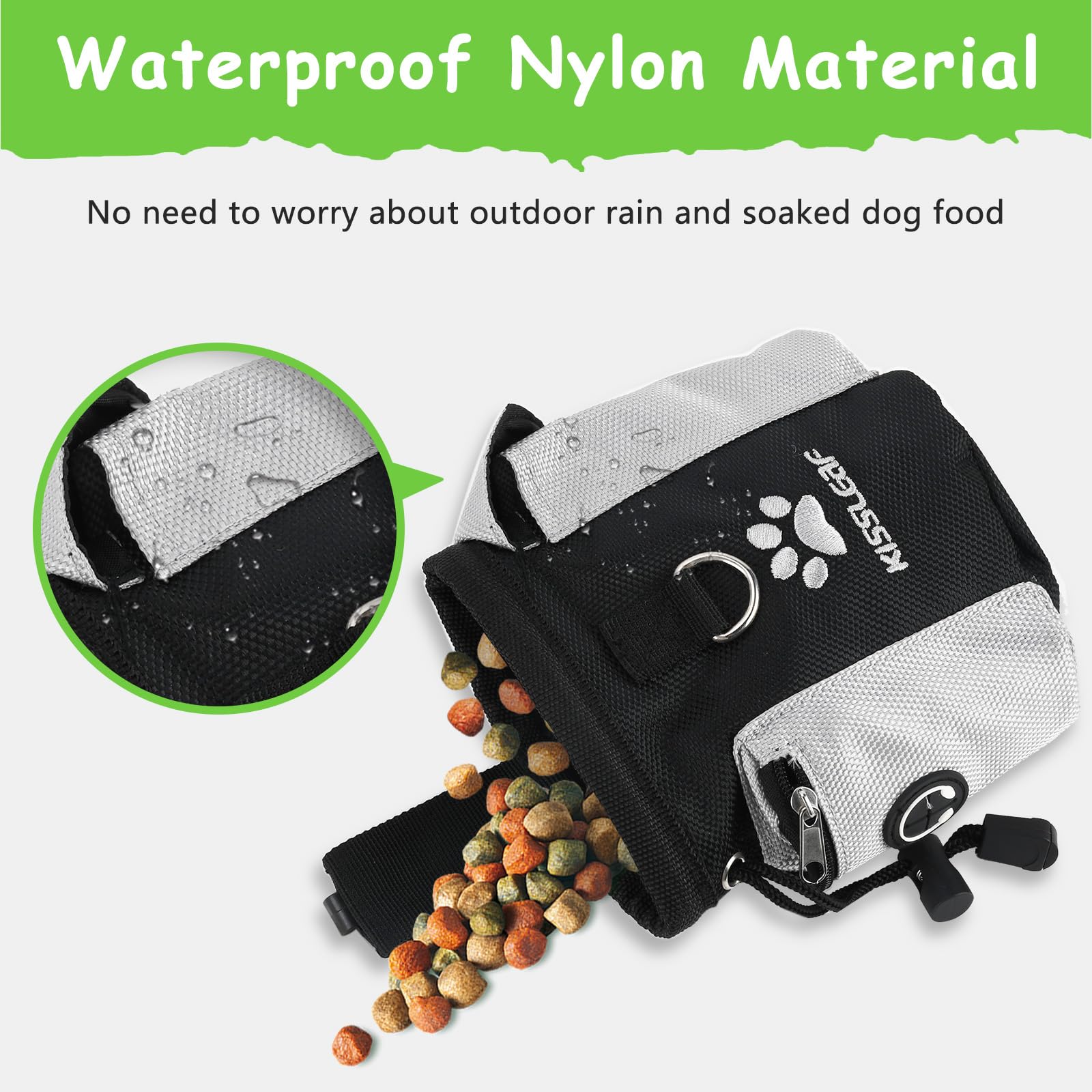 kissleaf Porta Premietti per Cani Multifunzionale Borsa Porta Snack Cane Sacchetto Addestramento Cani Marsupio Premi Cane Porta Sacchi Cibo Cane