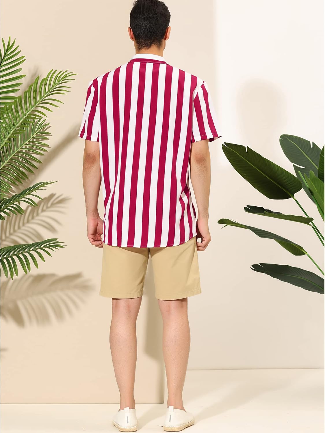 Lars Amadeus Men's Stripe Shirt Short Sleeved Color Block Button Down Beach Shirt - Image 6