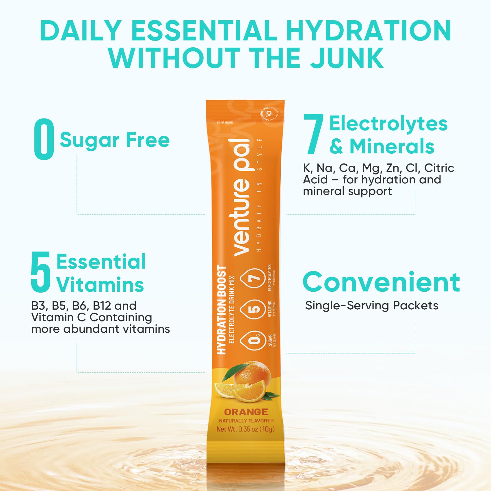 Venture Pal Sugar Free Electrolyte Powder, Liquid Daily IV Hydration Packet — Amazon image 4