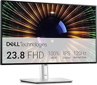 U2424H UltraSharp 24 Inch FHD (1920x1080) Monitor, 120Hz, IPS, 5ms, 98% DCI-P3, 2x USB-C, 2x DisplayPort, HDMI, 3x USB, 3 Year Warranty, Silver