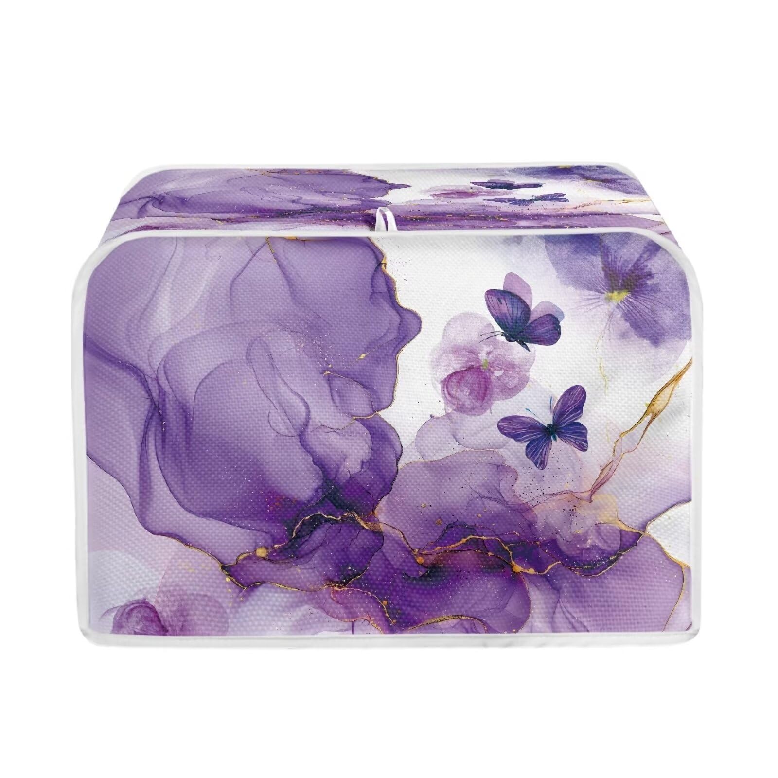 Talayituse Marble Butterfly Print Toaster Cover - 4 Slice Wide Slot, Lightweight, Dust Protection, Washable, Bread Maker Cover
