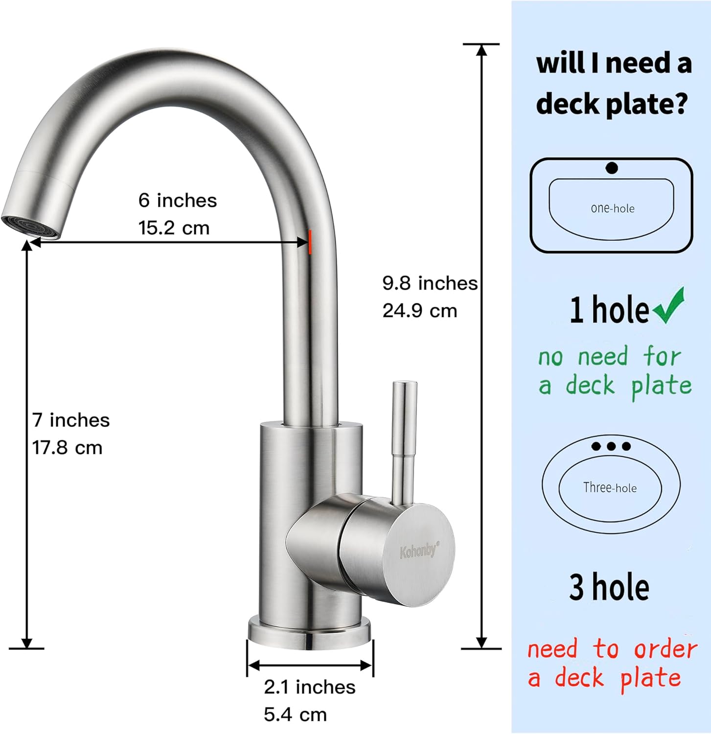 Wet Bar Sink Faucet Single Hole, Brushed Nickel Single Handle Faucet for Kitchen or Bathroom Sink, Modern Stainless Steel Prep Sink Faucet Commercial rv Sink Faucet Laundry Sink Faucet - Image 4