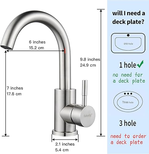 Miniatura 4 de Grifo de fregadero de barra húmeda, de un solo agujero, níquel cepillado de una sola manija para fregadero de cocina o baño, moderno grifo de