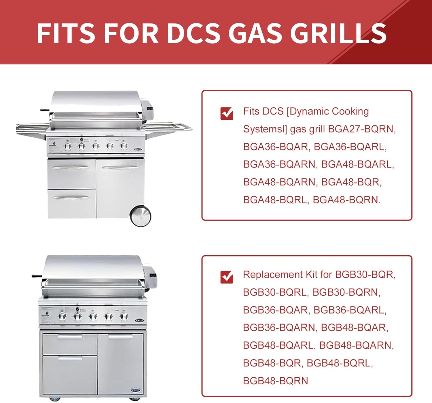 Grill Parts Replacement for DCS Grill Parts 27DBQR, BGA36-BQARL/BQARN, BGA48-BQARL/BQARN, Ceramic Rod Complete Radiant Tray BBQ Gas Grill for DCS Grill Parts, Grill Heat Plates Shield
