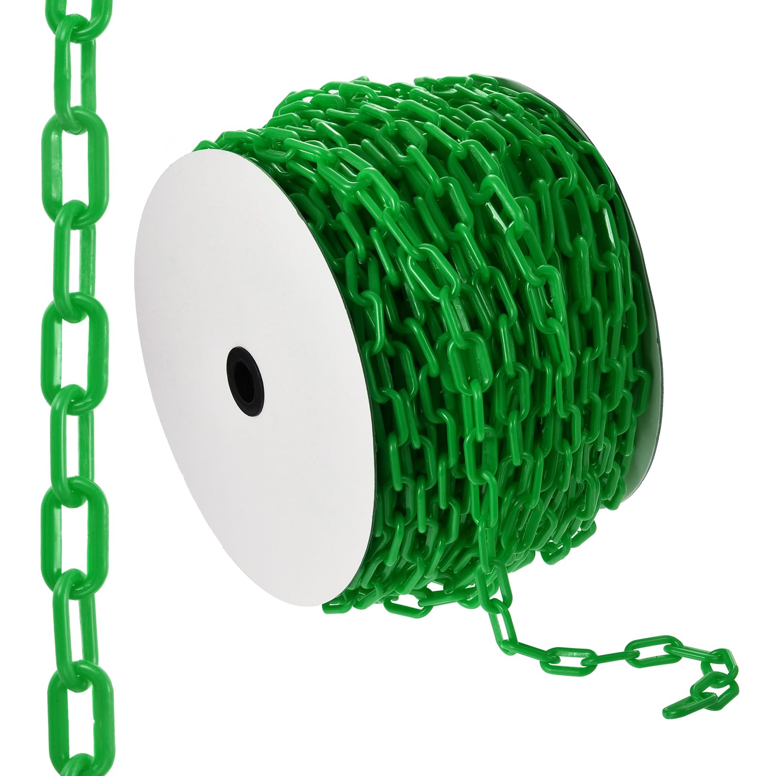 PATIKIL Cadena de barrera de plástico de 200 pies, Cadena de barrera de seguridad Cadena de plástico Enlaces de cadena de control de multitudes para valla de jardín de puerta, Verde