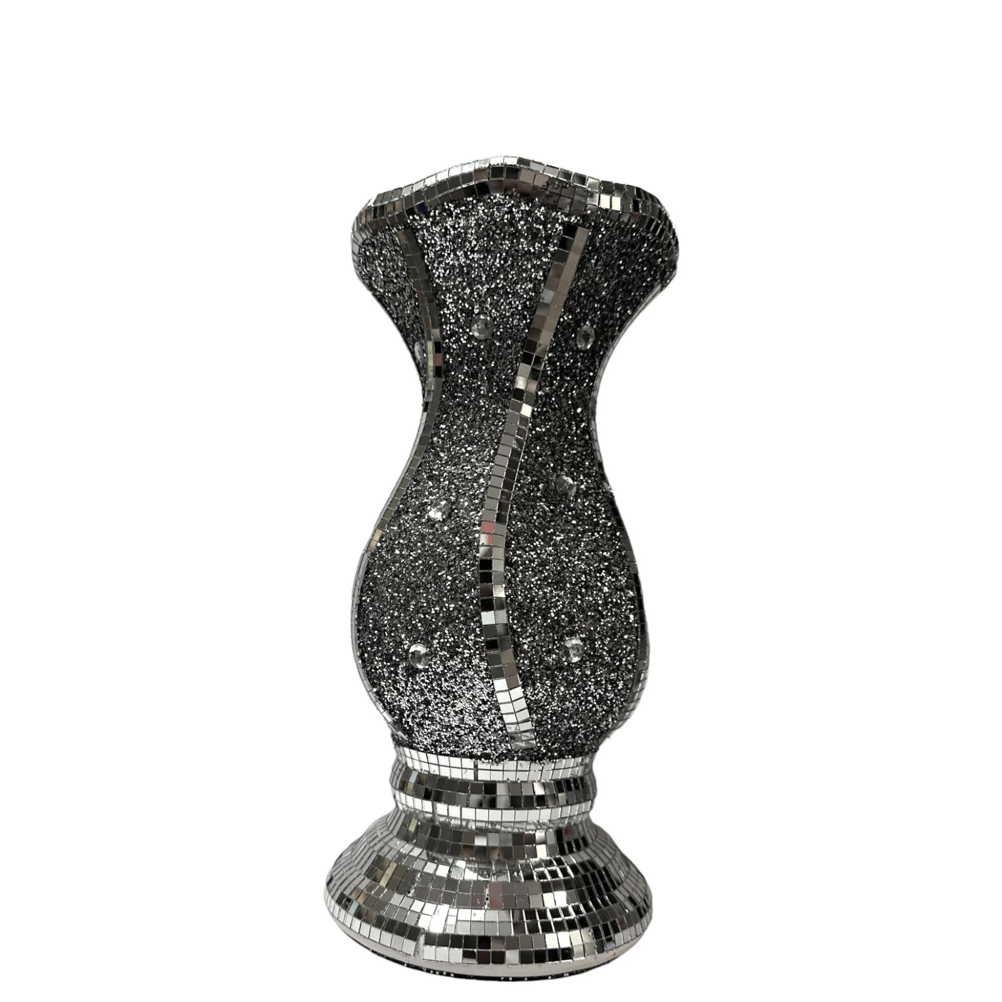 Crushed Diamond Vase Statue, Sparkle Ornament, Bling Crushed Diamond Gift, Crushed Mirrored Flower Pot Design, Handmade Craft, Home Decoration