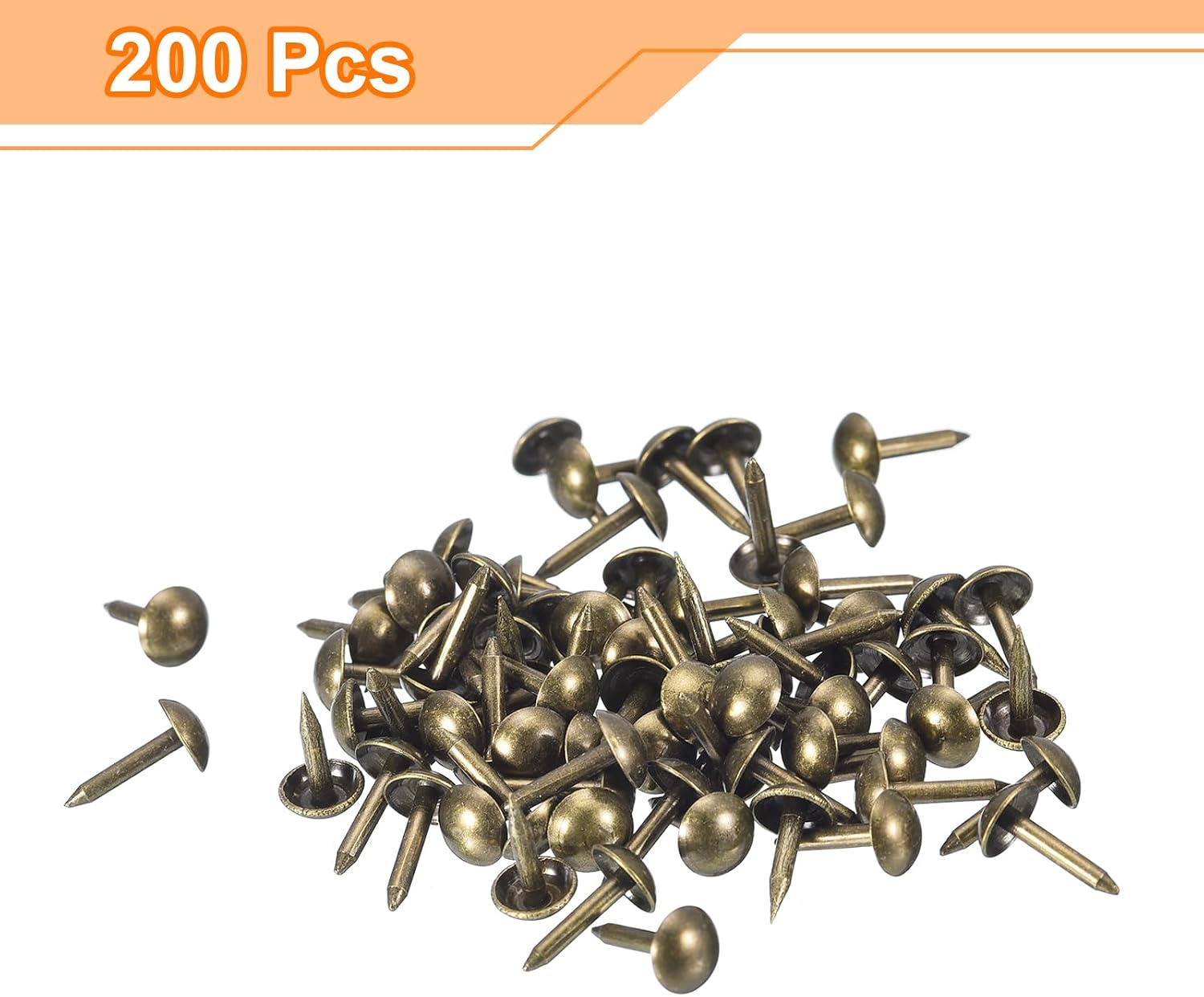 uxcell Upholstery Tacks Nail Pins Furniture, 200Pcs 6.4x9.5mm Thumb Tack Pins Assortment Kit Carbon Steel for Home Sofa DIY Decorative Nail Heads Nails, Green Bronze image 3