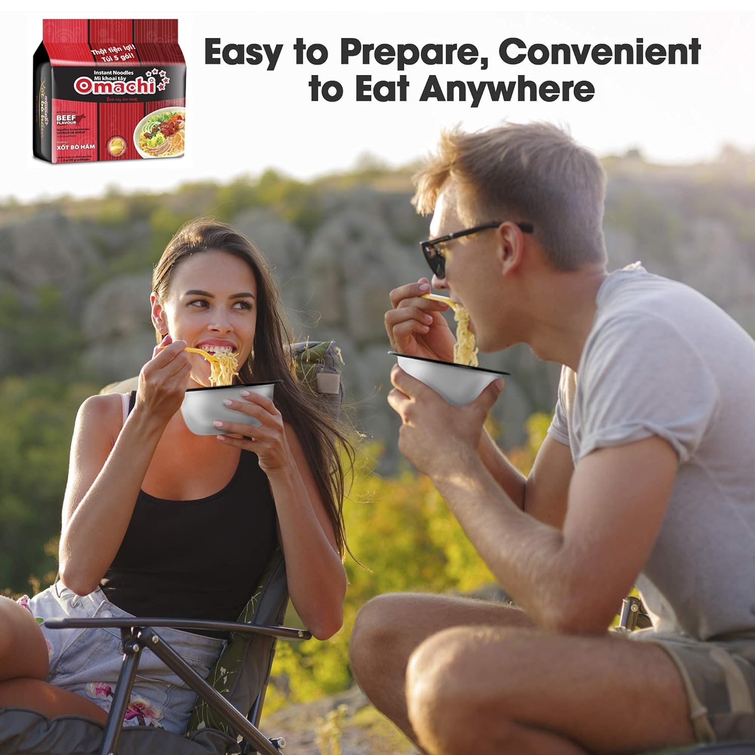 OMACHI Golden Potato Noodles - Beef Stew Flavor - Made with Natural Ingredients (Beef Stew, Pack of 30)