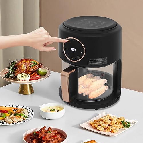 Miniatura 2 de Freidora Airy, freidora de aire de vidrio de 3.8 cuartos de galón, horno freidora de aire potente de 1200 W, olla sin aceite visible de 360,