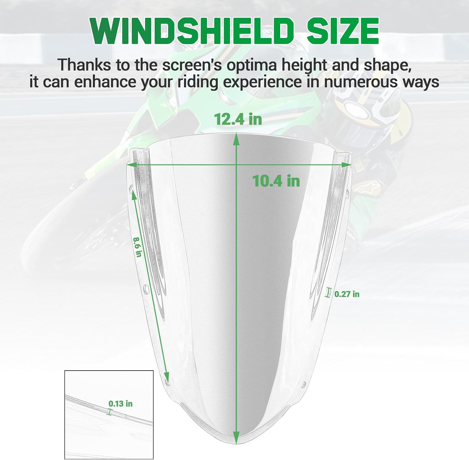 Motorcycle Windshield Deflector Double Bubble Windscreen Fit for Ninja ZX-10R ZX10R 2021 2022 2023 2024 2025 Wind Shield Screen Visor Flyscreen, Smoke