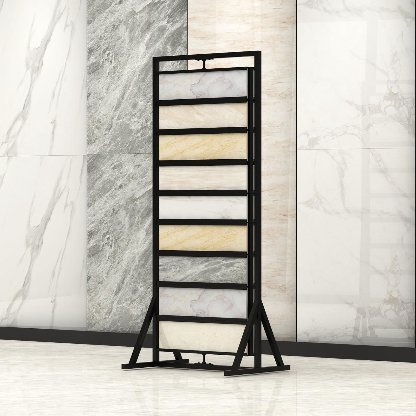 Jkjzsalj Metal Tile Display Rack For Large Format Marble Slabs,Wood Floor,And Craft Shows - Durable Standing Stone Showcase,70X50x160cm