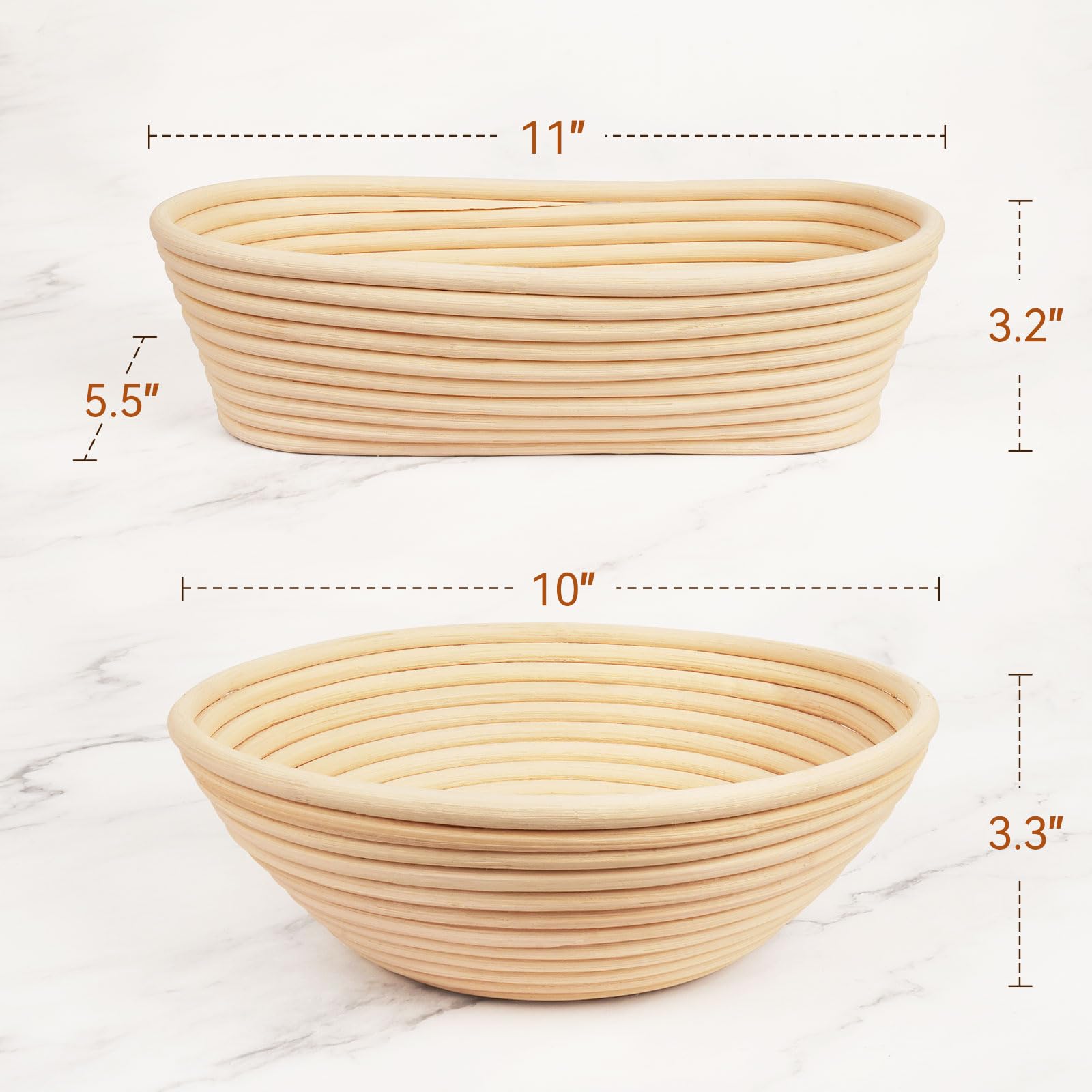 Banneton Brotgärkörbe Set – 2er Pack Mit Rundem & Ovalem Gärkorb Für Perfektes Sauerteigbrot