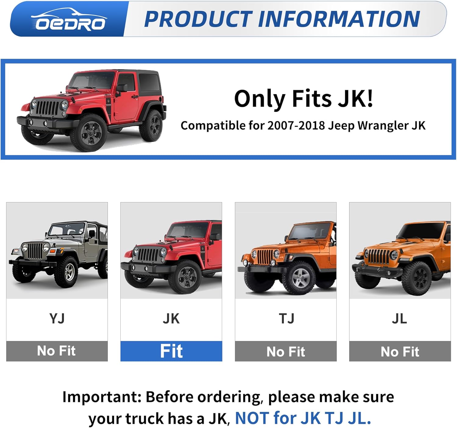 OEDRO Front & Rear Fender Flares Compatible with 2007-2018 Jeep Wrangler JK & JKU Unlimited(2-Door & 4-Door), Textured Black & Red Off-Road Metal Steel Wheel Flares 4 PCS Set