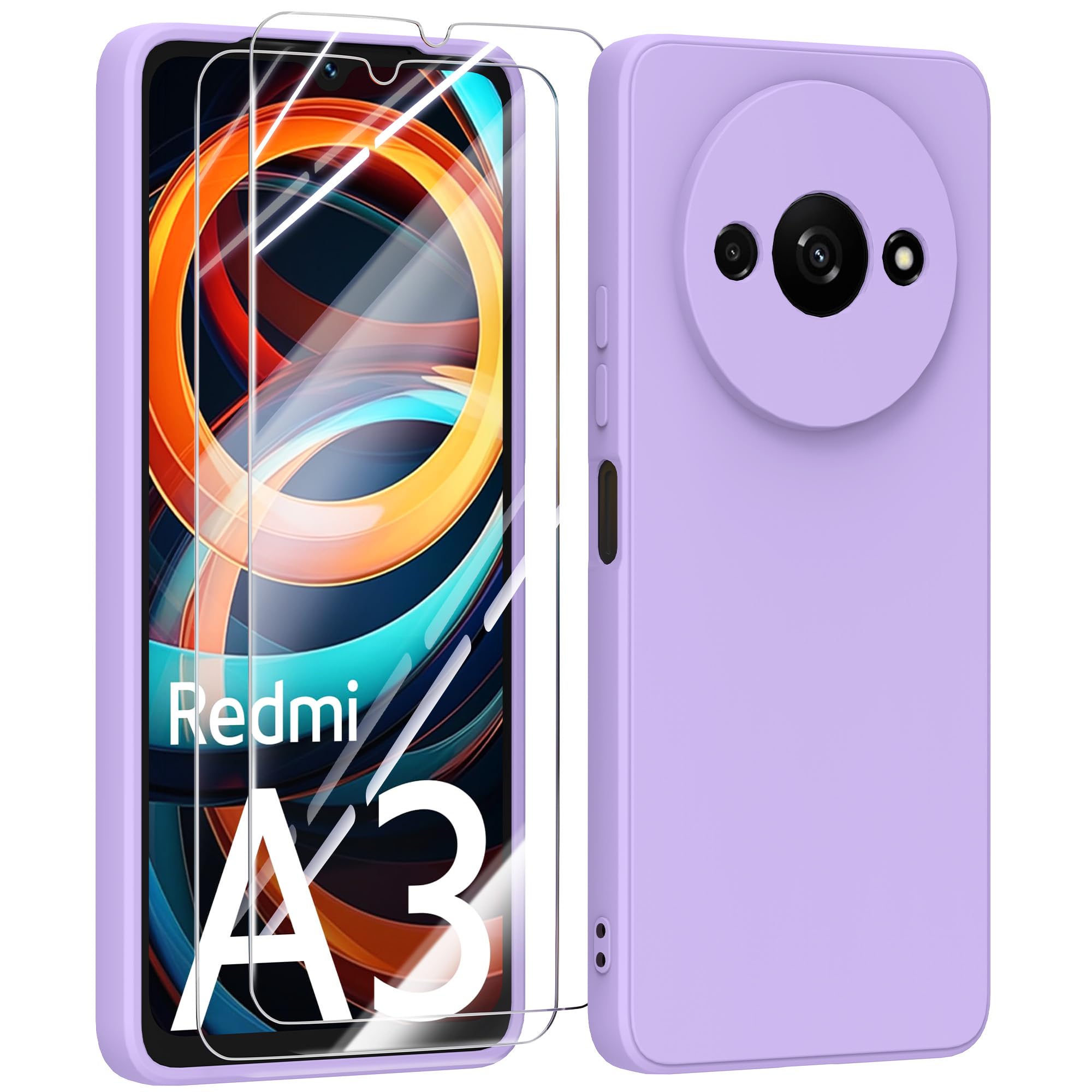 Cover Compatibile con Xiaomi Redmi A3, con 3 Pezzi Vetro