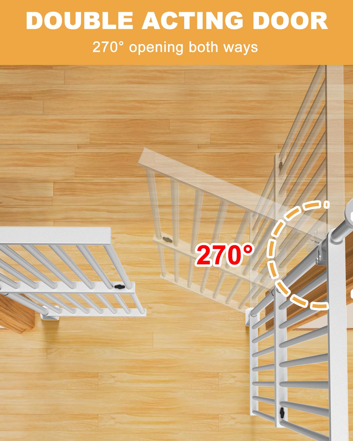 Rejilla para gatos extra alta de 180 cm para puertas sin escalar, puerta de doble acción para 65 – 72 cm de ancho, sin taladrar, espacio de rejilla de 3,17 cm, rejilla para mascotas, puerta de pasillo