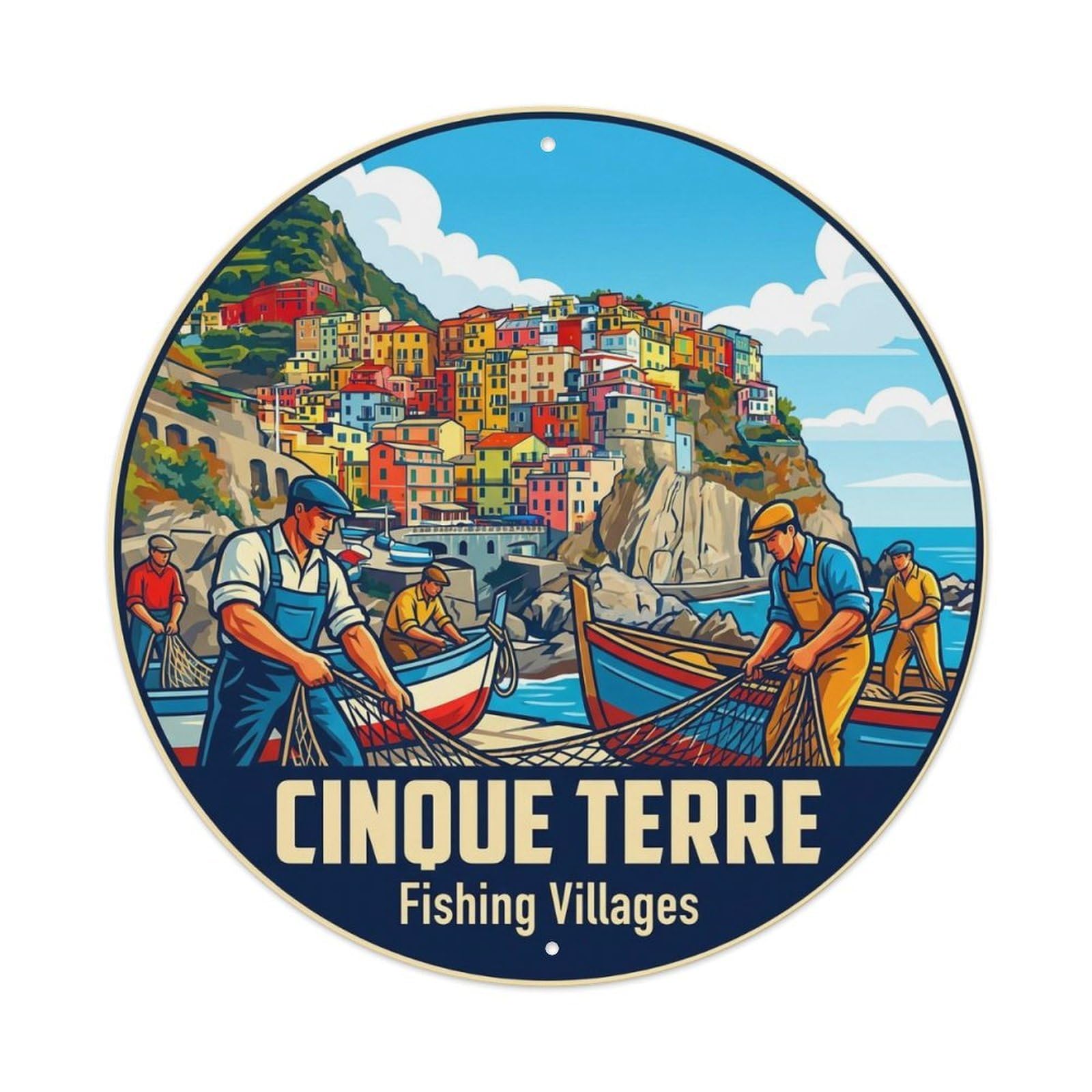 Vintage Travel Cinque Terre Italy Farness Metal Tin Sign