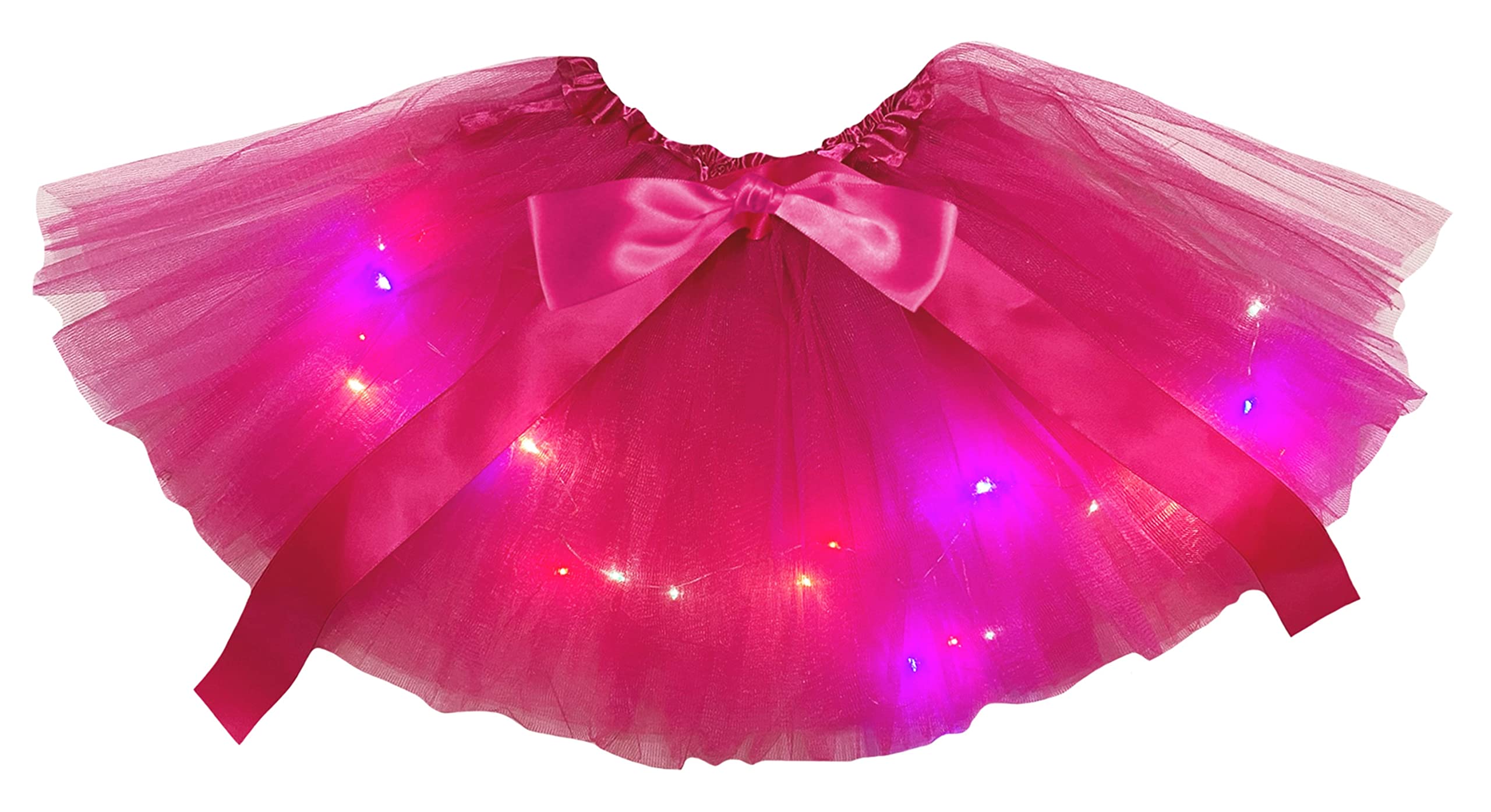 Petitebelle Single Color Led Lights Lady Tulle Tutu (Hot Pink, One Size)
