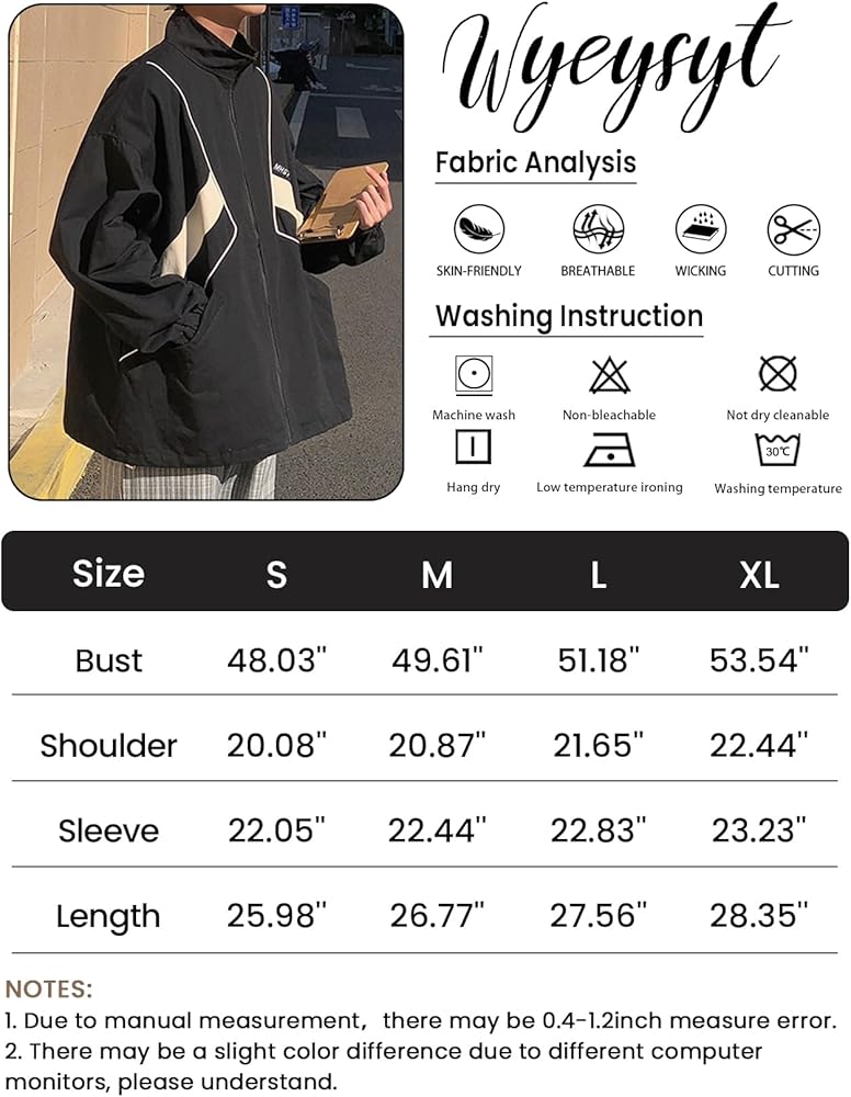 Wyeysyt Women's Y2k Jacket Zip Up Lightweight Windbreaker Jacket