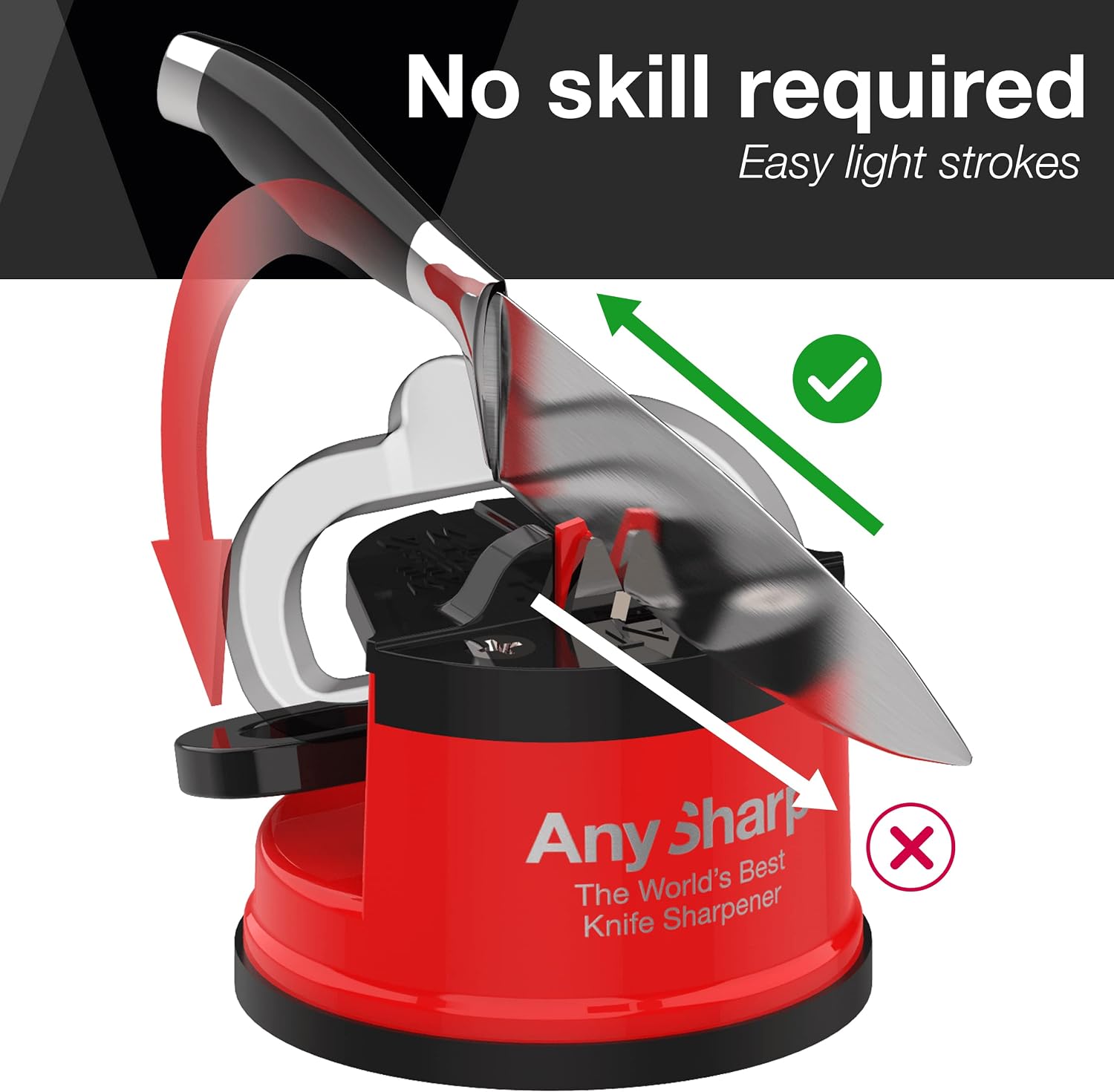 Replacement Tools for AnySharp Knife Sharpener, Hands-Free Safety, PowerGrip Suction, Safely Sharpens All Kitchen Knives, Ideal for Hardened Steel & Serrated, World's Best, Compact, One Size