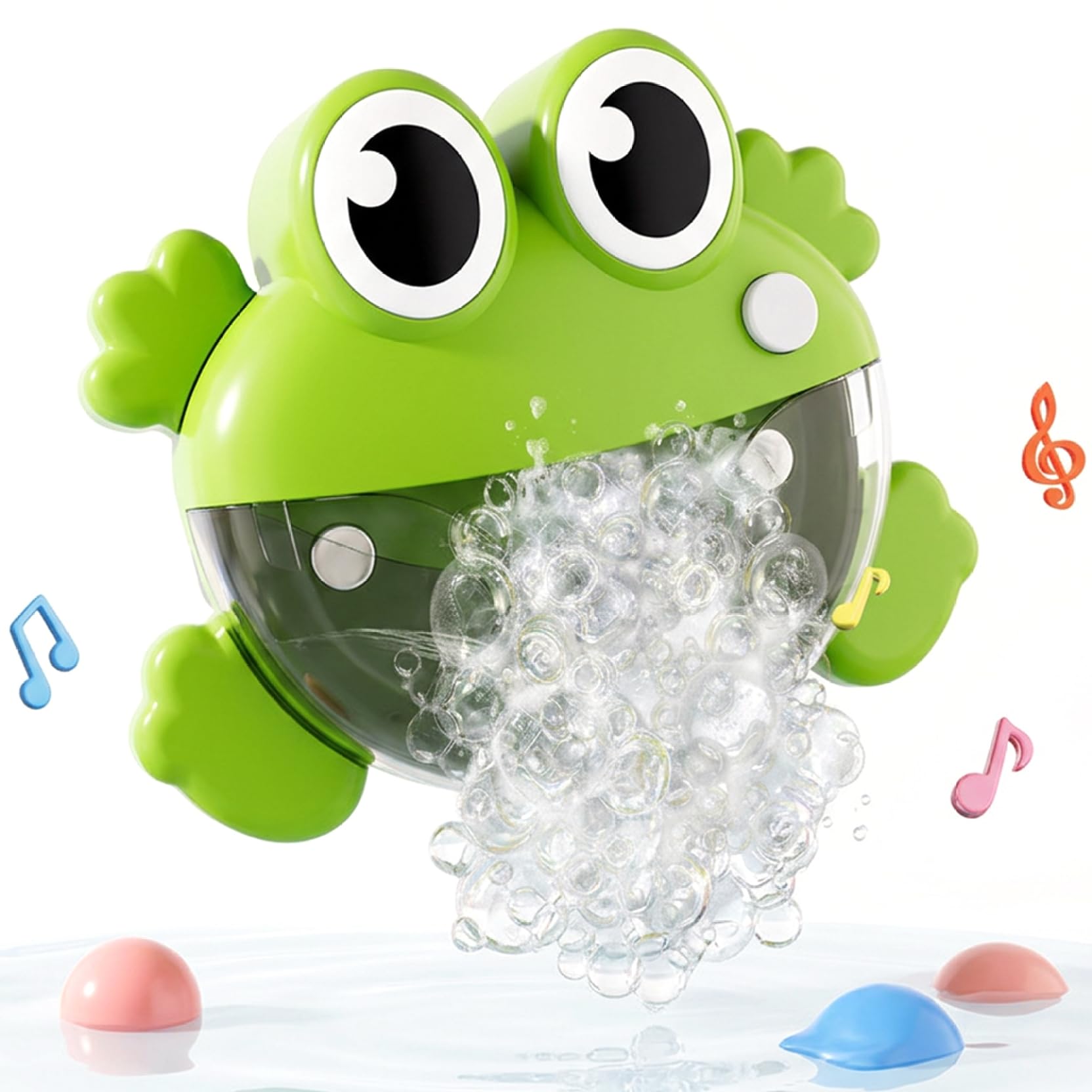 Bath Bubble Machine - One-Button Frog Bath Toy with Suction Cup, Fun Bathtub Toy for Toddlers & Kids, Green Bubble Maker for Bathtub Machine