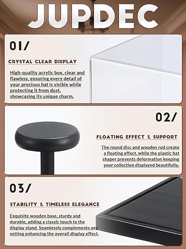 Miniatura 46 de JupDec Estuche de exhibición de discos de hockey acrílico transparente con base de madera, soporte de exhibición de recuerdo de autógrafo