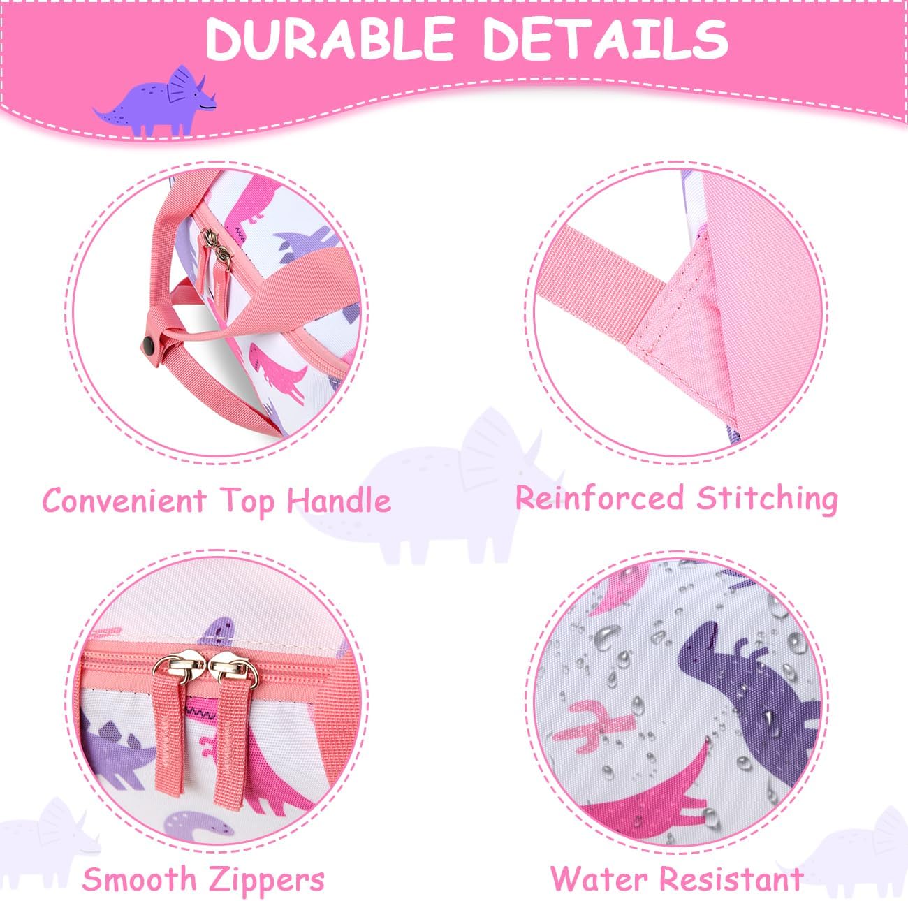 VASCHY Dinosaur Backpacks Kids,Lightweight Cute Toddler Kids Preschool Backpack - Image 4